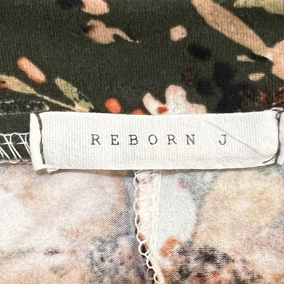 Reborn J Maxi Dress Size Medium Green Floral Long Sleeve Stretch Smooth Soft - Picture 10 of 13